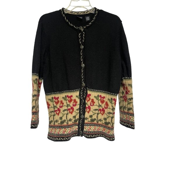 Boric Design Vintage Ornate Wool Blend Sweater M - Picture 1 of 6